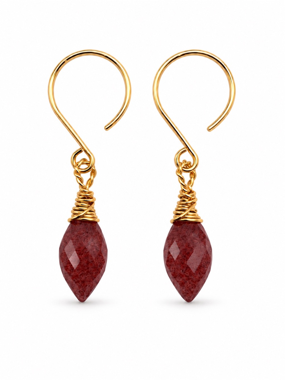 AWHP60 Strawberry Quartz Hook Earrings